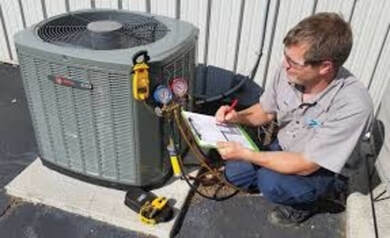 Tech working on Air Conditioning